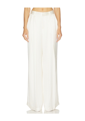 Cinq a Sept Georgia Satin Stripe Marne Pant in Ivory. Size 10. Also in 0, 2, 6.