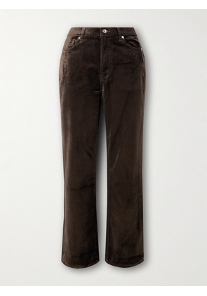 FRAME - Le Sleek Cropped Cotton-blend Velvet Bootcut Pants - Brown - 23,24,25,26,27,28,29,30,31,32