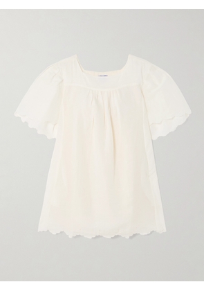 Thierry Colson - Scarlett Scalloped Pleated Cotton-voile Mini Dress - Off-white - x small,small,medium,large,x large