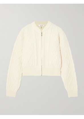 FRAME - Cropped Cable-knit Merino Wool Zip-up Cardigan - Cream - xx small,x small,small,medium,large,x large