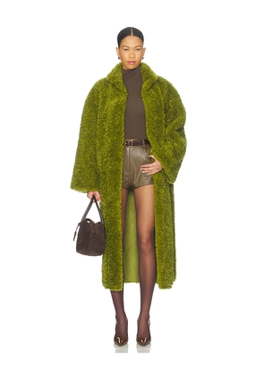 Essentiel Antwerp Ispot Faux Fur Coat in Green. Size M. Also in S, XS.