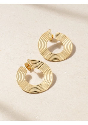 SORELLINA - Record Crescent 18-karat Gold Diamond Hoop Earrings - One size