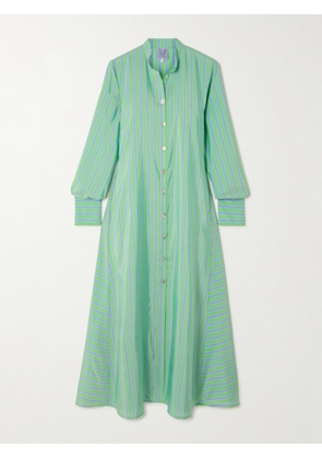 Thierry Colson - The Alla Striped Silk Midi Dress - Green - x small,small,medium,large,x large