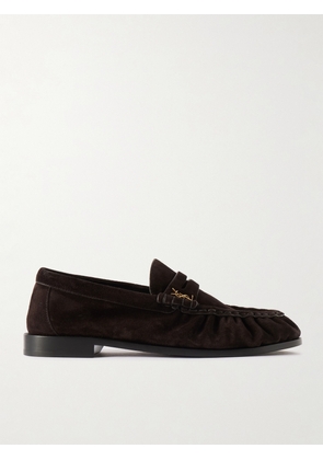 SAINT LAURENT - Le Loafer Logo-embellished Suede Loafers - Brown - EU 34,EU 34.5,EU 35,EU 35.5,EU 36,EU 36.5,EU 37,EU 37.5,EU 38,EU 38.5,EU 39,EU 39.5,EU 40,EU 40.5,EU 41,EU 41.5,EU 42