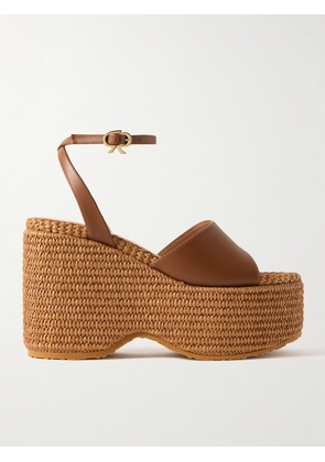 Gianvito Rossi - Thalia 100 Leather Platform Wedge Sandals - Brown - IT35,IT35.5,IT36,IT36.5,IT37,IT37.5,IT38,IT38.5,IT39,IT39.5,IT40,IT40.5,IT41,IT41.5,IT42