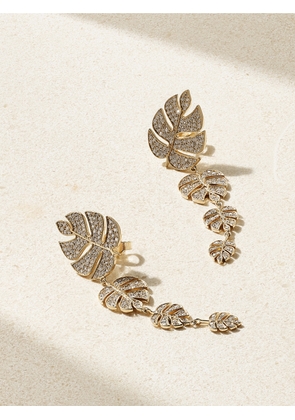 Sydney Evan - Monstera Leaf 14-karat Gold Diamond Earrings - One size