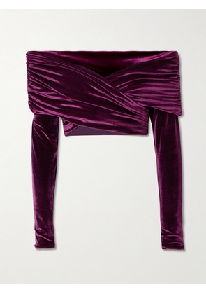 Maygel Coronel - Lido Cropped Stretch-velvet Top - Purple - Petite,One Size,Extended