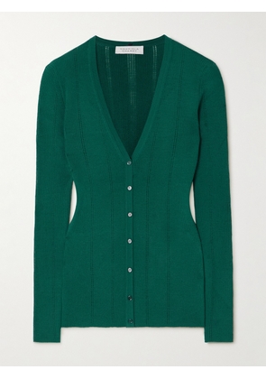 Gabriela Hearst - Lillian Pointelle-knit Wool Cardigan - Green - x small,small,medium,large,x large