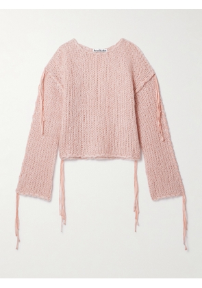 Acne Studios - Cropped Whipstitched Knitted Sweater - Pink - xx small,x small,small,medium,large