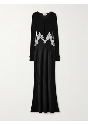 Gabriela Hearst - Kerry Lace-trimmed Ribbed Silk-chiffon And Satin Maxi Dress - Black - IT36,IT38,IT40,IT42,IT44,IT46,IT48