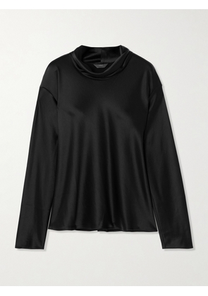 LESET - Barb Draped Satin Blouse - Black - x small,small,medium,large,x large