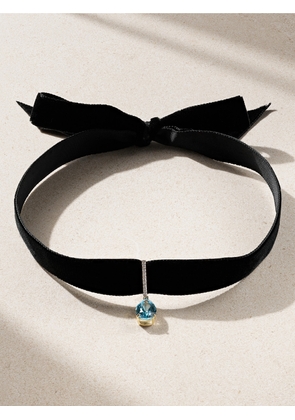 Mateo - 14-karat Gold, Velvet, Topaz And Diamond Choker - Black - One size