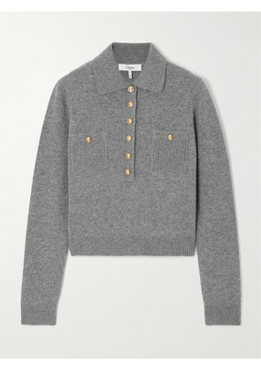 Chloé - Embellished Wool And Cashmere-blend Polo Sweater - Gray - x small,small,medium,large,x large