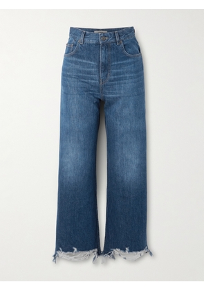 Chloé - Cropped Distressed High-rise Wide-leg Jeans - Blue - 24,25,26,27,28,29,30,31,32
