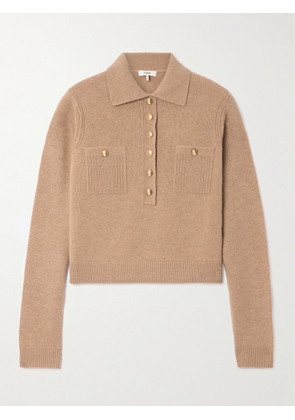 Chloé - Ribbed Wool And Cashmere-blend Polo Sweater - Brown - x small,small,medium,large,x large