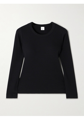 LESET - Kelly Ribbed Stretch-cotton Jersey Top - Black - x small,small,medium,large,x large