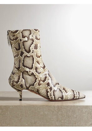 Aquazzura - Montmartre 50 Snake-effect Leather Ankle Boots - Animal print - IT35,IT36,IT36.5,IT37,IT37.5,IT38,IT38.5,IT39,IT39.5,IT40,IT40.5,IT41