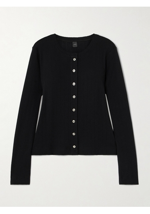 LESET - Pointelle-knit Cotton Cardigan - Black - x small,small,medium,large,x large