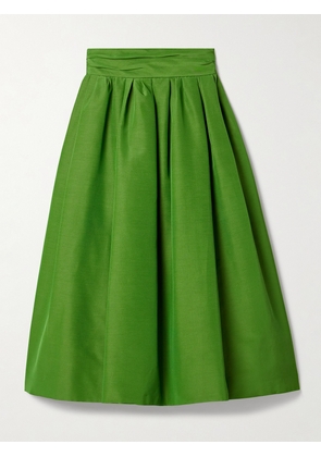 Carolina Herrera - Pleated Cotton-blend Faille Midi Skirt - Green - US0,US2,US4,US6,US8,US10,US12,US14