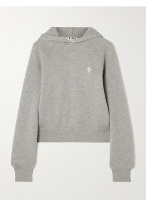 ÉTERNE - Embroidered Cotton-blend Hoodie - Gray - x small,small,medium,large