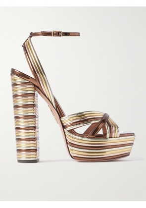 Aquazzura - Sundance 140 Metallic Leather Platform Sandals - Gold - IT35,IT36,IT36.5,IT37,IT37.5,IT38,IT38.5,IT39,IT39.5,IT40,IT40.5,IT41,IT42