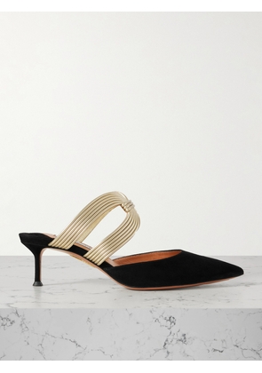 Aquazzura - Escenia 50 Two-tone Metallic And Suede Mules - Black - IT34,IT35,IT35.5,IT36,IT36.5,IT37,IT37.5,IT38,IT38.5,IT39,IT39.5,IT40,IT40.5,IT41,IT41.5,IT42