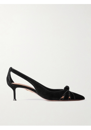 Aquazzura - Premiere 50 Cutout Knotted Suede And Patent-leather Pumps - Black - IT36,IT36.5,IT37,IT37.5,IT38,IT38.5,IT39,IT39.5,IT40,IT40.5,IT41,IT41.5,IT42