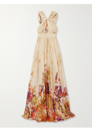 Zuhair Murad - Antique Shard Metallic Printed Silk-chiffon Gown - Cream - FR 36,FR 38,FR 40,FR 42,FR 44