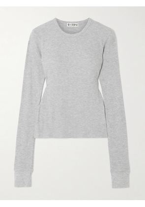 ÉTERNE - Waffle-knit Stretch Cotton And Modal-blend T-shirt - Gray - x small,small,medium,large