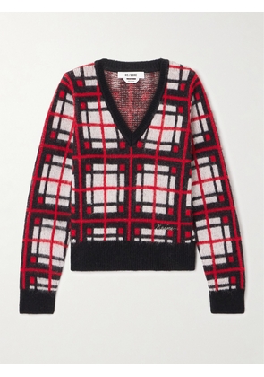 RE/DONE - Embroidered Checked Jacquard-knit Sweater - x small,small,medium,large