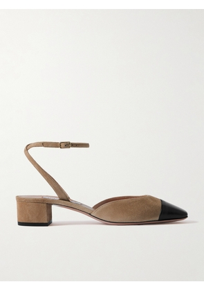 Aquazzura - French Flirt 35 Leather-trimmed Suede Mary Jane Pumps - Neutrals - IT34,IT35.5,IT36,IT36.5,IT37,IT37.5,IT38,IT38.5,IT39,IT39.5,IT40,IT40.5,IT41,IT41.5,IT42