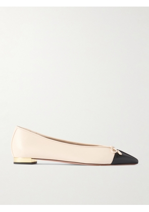 Aquazzura - Gioia Bow-detailed Two-tone Leather Ballet Flats - Cream - IT35,IT36,IT36.5,IT37,IT37.5,IT38,IT38.5,IT39,IT39.5,IT40,IT40.5,IT41,IT41.5,IT42