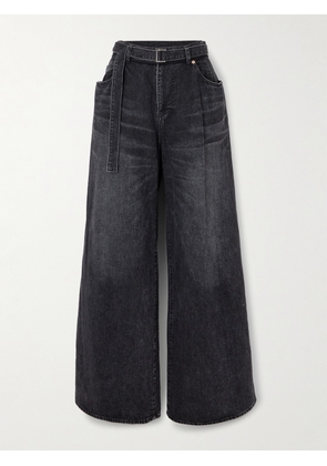 Sacai - Belted High-rise Wide-leg Jeans - Black - 1,2,3,4