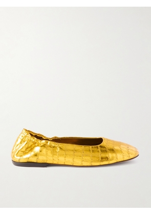 Dries Van Noten - Metallic Croc-effect Leather Ballet Flats - Gold - IT35,IT36,IT36.5,IT37,IT37.5,IT38,IT38.5,IT39,IT39.5,IT40,IT41