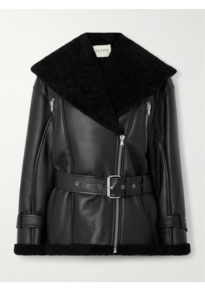 Salon 1884 - Marcelle Belted Shearling Jacket - Black - x small,small,medium,large