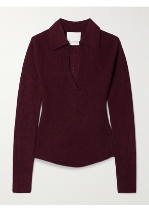 Citizens of Humanity - Simone Ribbed Wool And Cashmere-blend Polo Sweater - Burgundy - x small,small,medium,large,x large