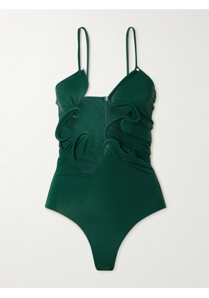 Christopher Esber - Venus Faux Pearl-embellished Cutout Stretch-jersey Bodysuit - Green - UK 6,UK 8,UK 10,UK 12,UK 14