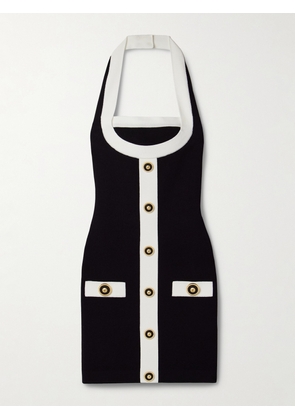 Balmain - Button-embellished Knitted Halterneck Mini Dress - Black - FR 34,FR 36,FR 38,FR 40,FR 42,FR 44,FR 46
