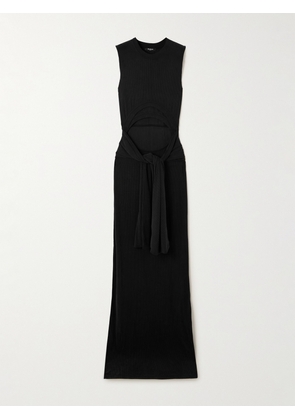 Balmain - Cutout Ribbed-jersey Maxi Dress - Black - x small,small,medium,large,x large