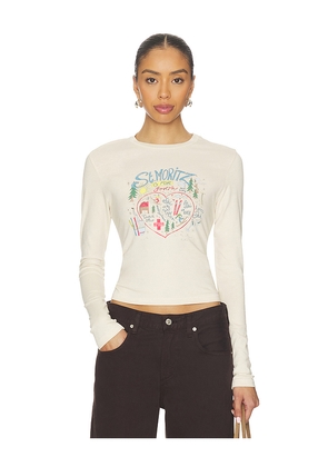 DAYDREAMER St. Moritz Is For Lovers Vintage Long Sleeve Tee in Cream. Size M. Also in S, XS.