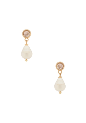 Ettika Simple Pearl Drop Earrings in Ivory.