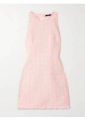 Balmain - Frayed Checked Tweed Mini Dress - Pink - FR 34,FR 36,FR 38,FR 40,FR 42,FR 44,FR 46