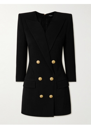 Balmain - Button-embellished Cotton-twill Mini Dress - Black - FR 34,FR 36,FR 38,FR 40,FR 42,FR 44
