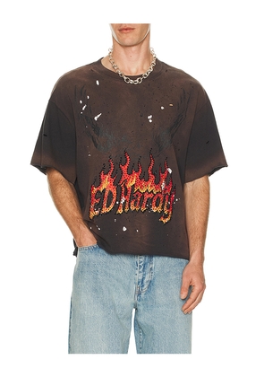 Ed Hardy By Appointment Only Eagle Flame Cropped Boxy Tee in Grey. Size M. Also in S.