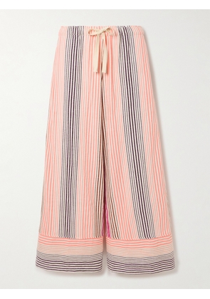 lemlem - Desta Striped Cotton-blend Wide-leg Pants - Pink - x small,small,medium,large