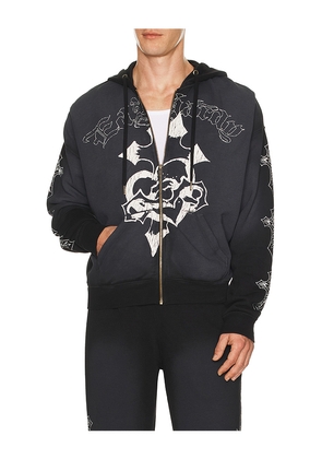 Ed Hardy Crosses Boxy Zip Hoodie in Black. Size L. Also in S, M, XL/1X.