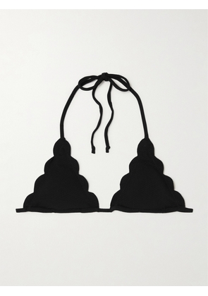 Marysia - Broadway Scalloped Recycled Seersucker Bikini Top - Black - xx small,x small,small,medium,large,x large,xx large