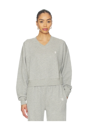 Eterne Cropped V-neck Sweatshirt in Grey. Size L. Also in S, XS.