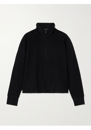 James Perse - Brushed Cotton And Cashmere-blend Half-zip Sweatshirt - Black - 01,2,3,4