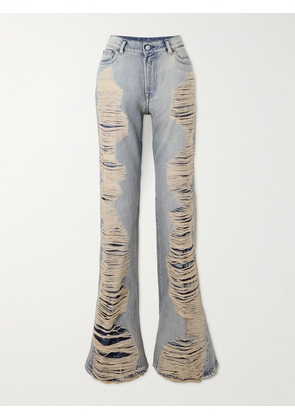 Acne Studios - Distressed Mid-rise Flared Jeans - Blue - EU 32,EU 34,EU 36,EU 38,EU 40,EU 42